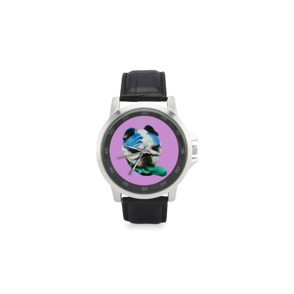 MacAi 'BooBooFace' Purple Watch with Leather Band Men Women Young Adults
