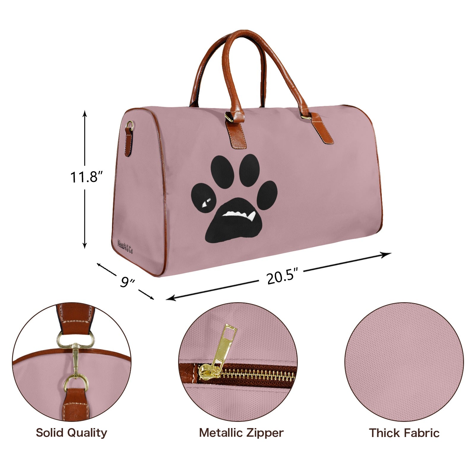 Large Travel Bag BooBooFace Collection from MacAi & Co in Rose Gold Light Lavender