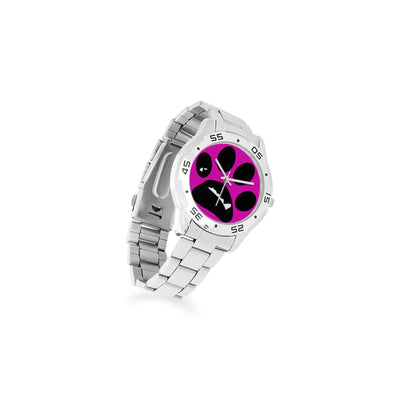 MacAi ‘BooBooFace’ Paw Unisex Stainless Steel  Strap Watch on Purple Travel Gifts