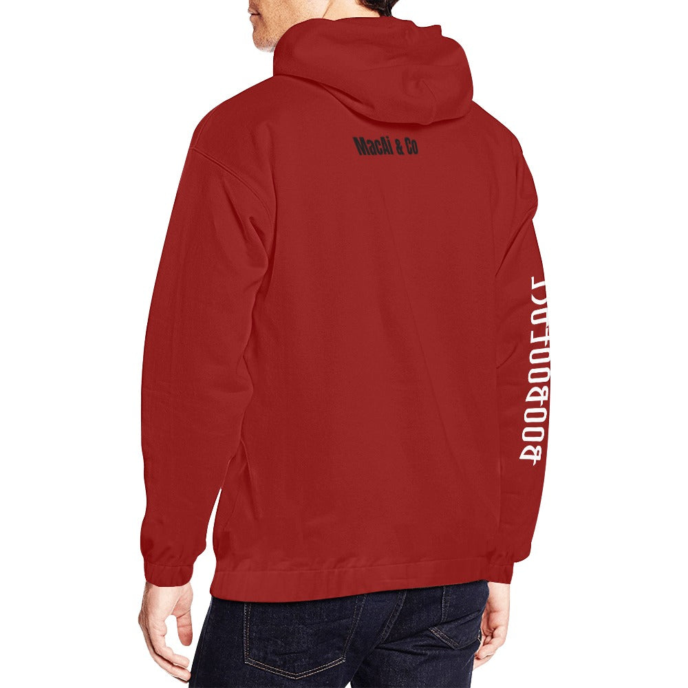 BooBooFace Large Unisex Hoodie in Burgundy All Over Print Hoodie