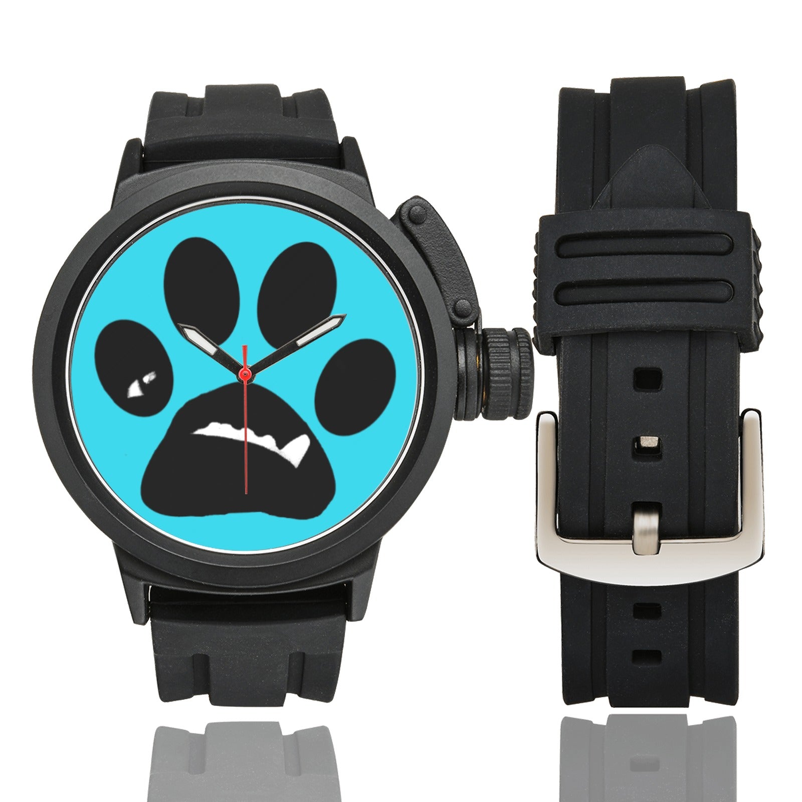 BooBooFace Aqua Large with Black Band Unisex Sports Watch