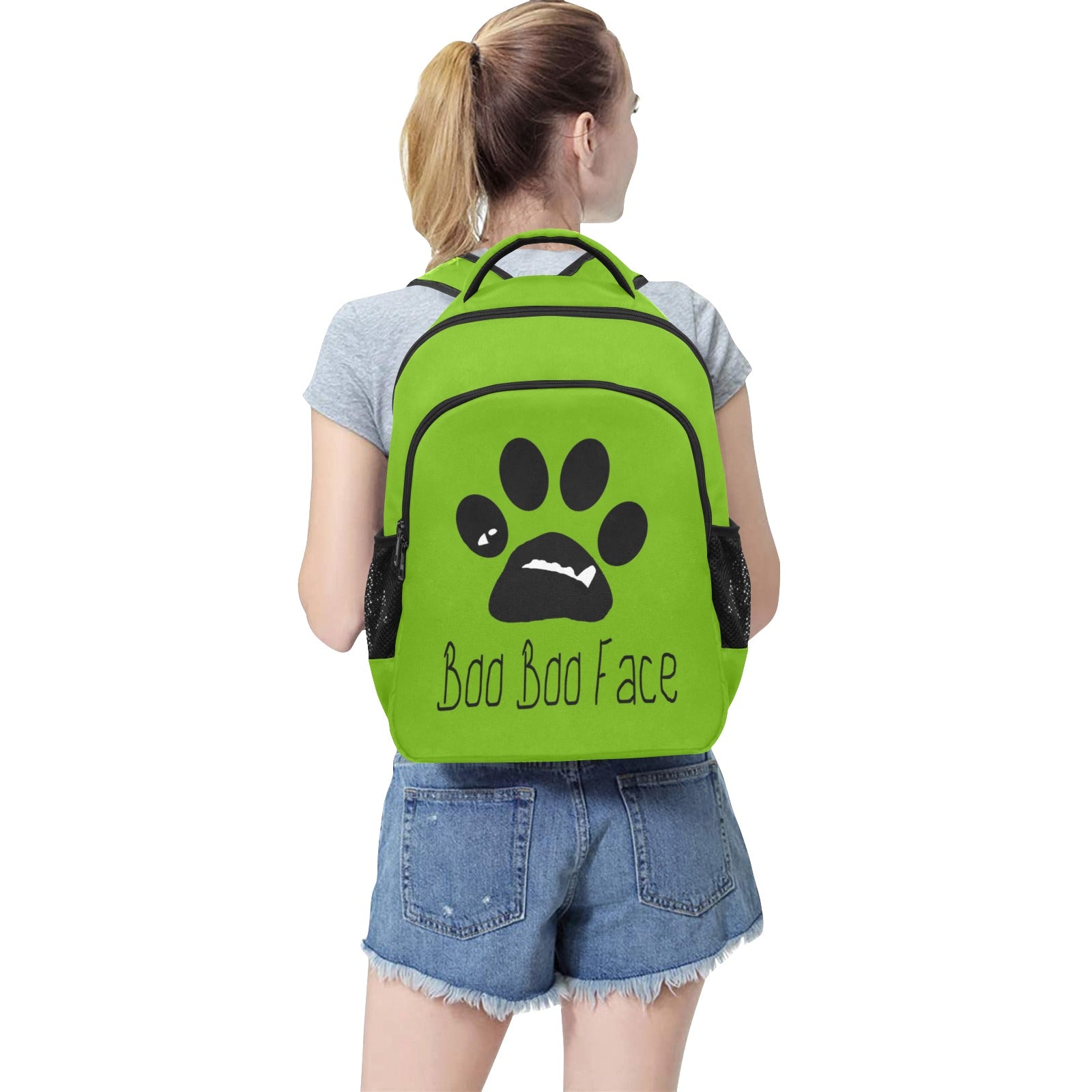 BooBooFace Unisex Backpack in Neon Green Multifunctional Pockets