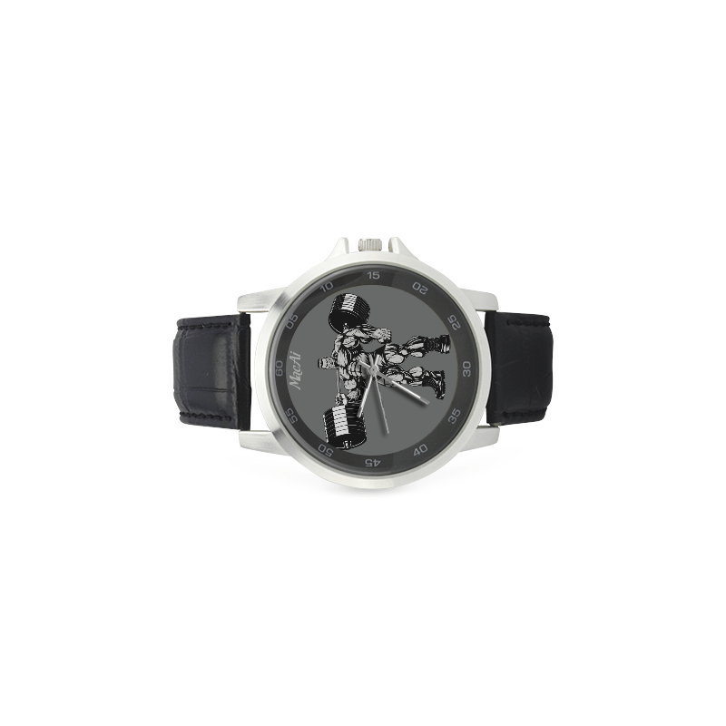 Bodybuilder Custom Watch by MacAi Unisex Stainless Steel Leather Strap Watch - MacAi & Co