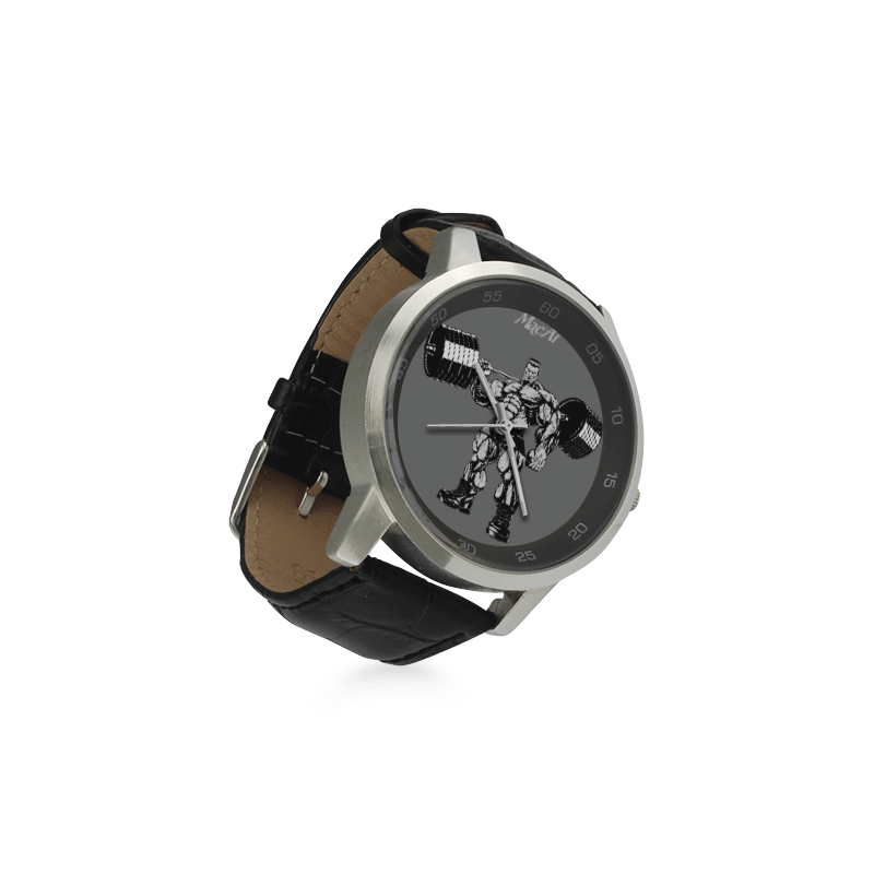 Bodybuilder Custom Watch by MacAi Unisex Stainless Steel Leather Strap Watch - MacAi & Co