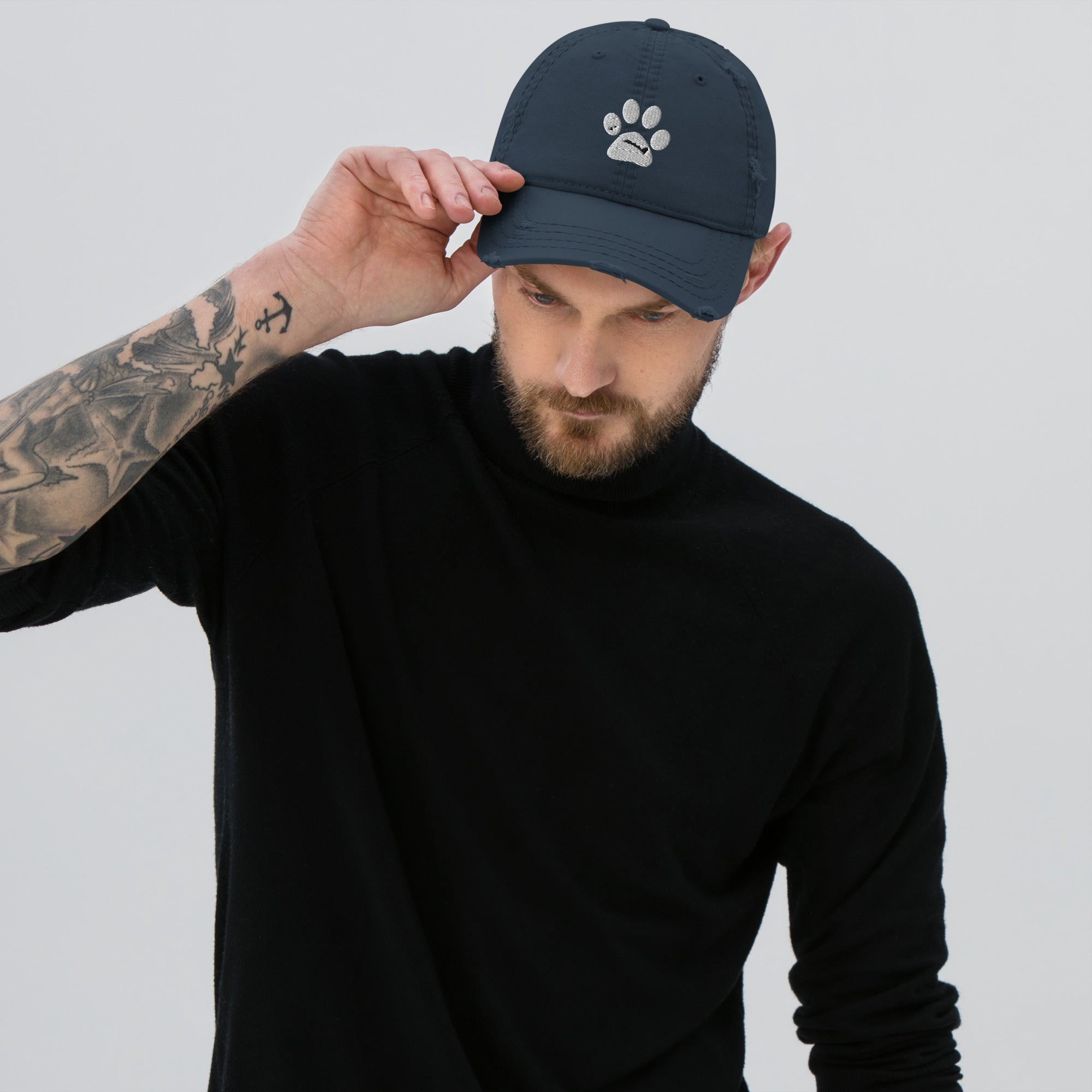 BooBooFace Distressed Dad Hat in Gray, Blue or Black - MacAi & Co