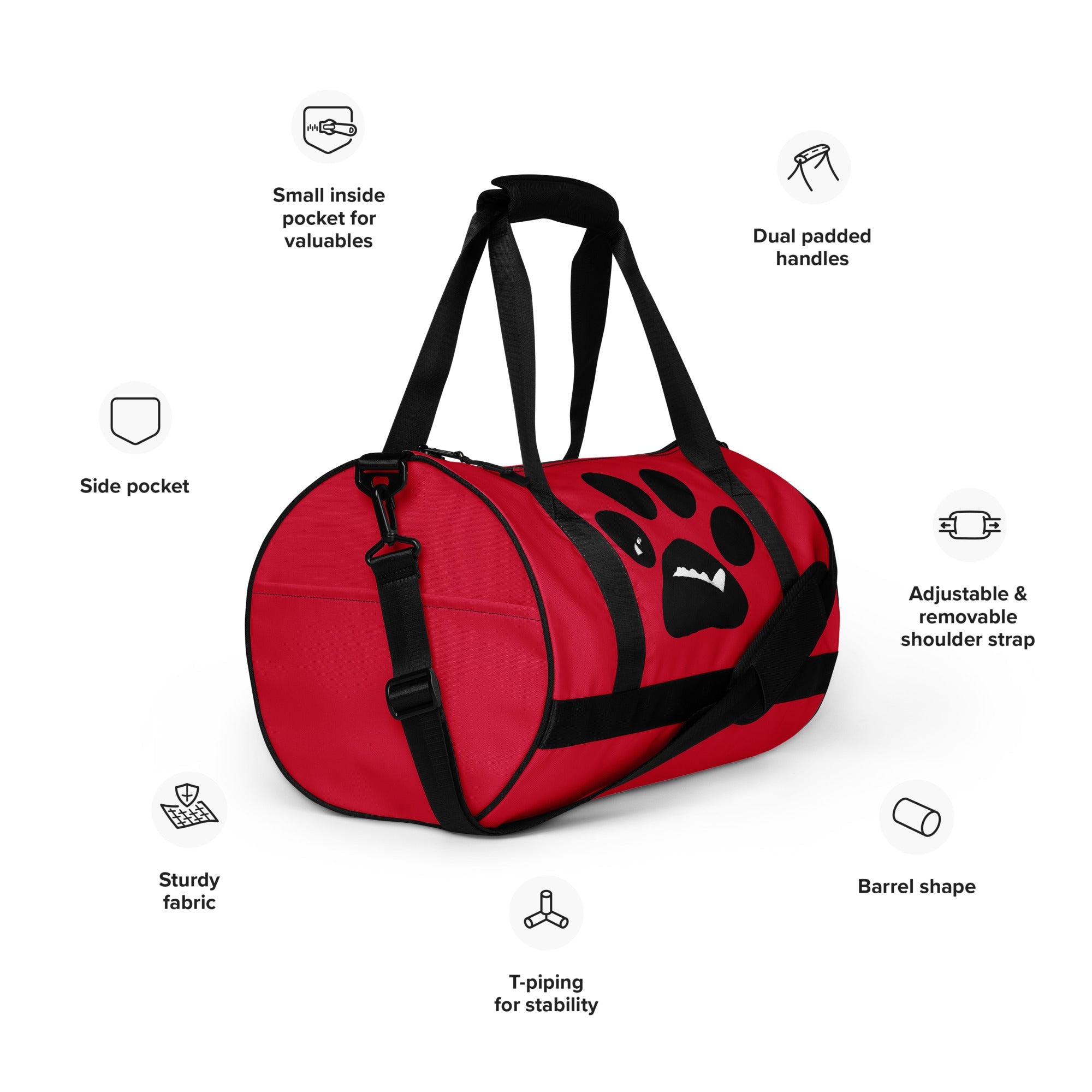 BooBooFace in brilliant red color gym bag from MacAi & Co - MacAi & Co