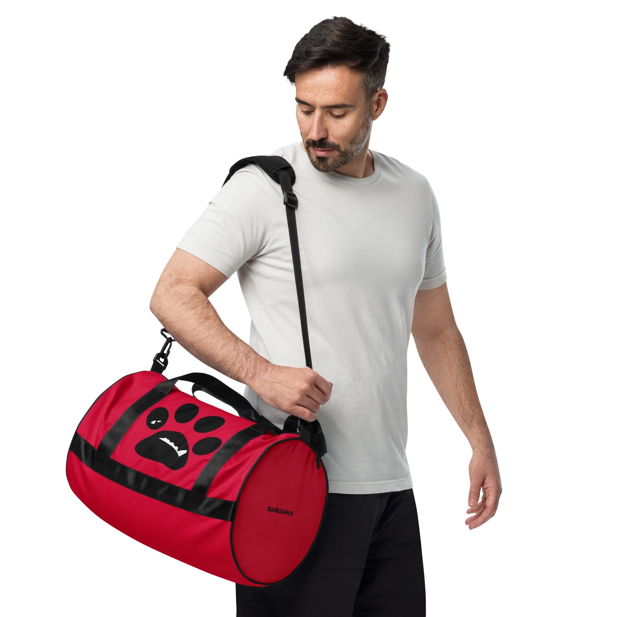 BooBooFace in brilliant red color gym bag from MacAi & Co - MacAi & Co