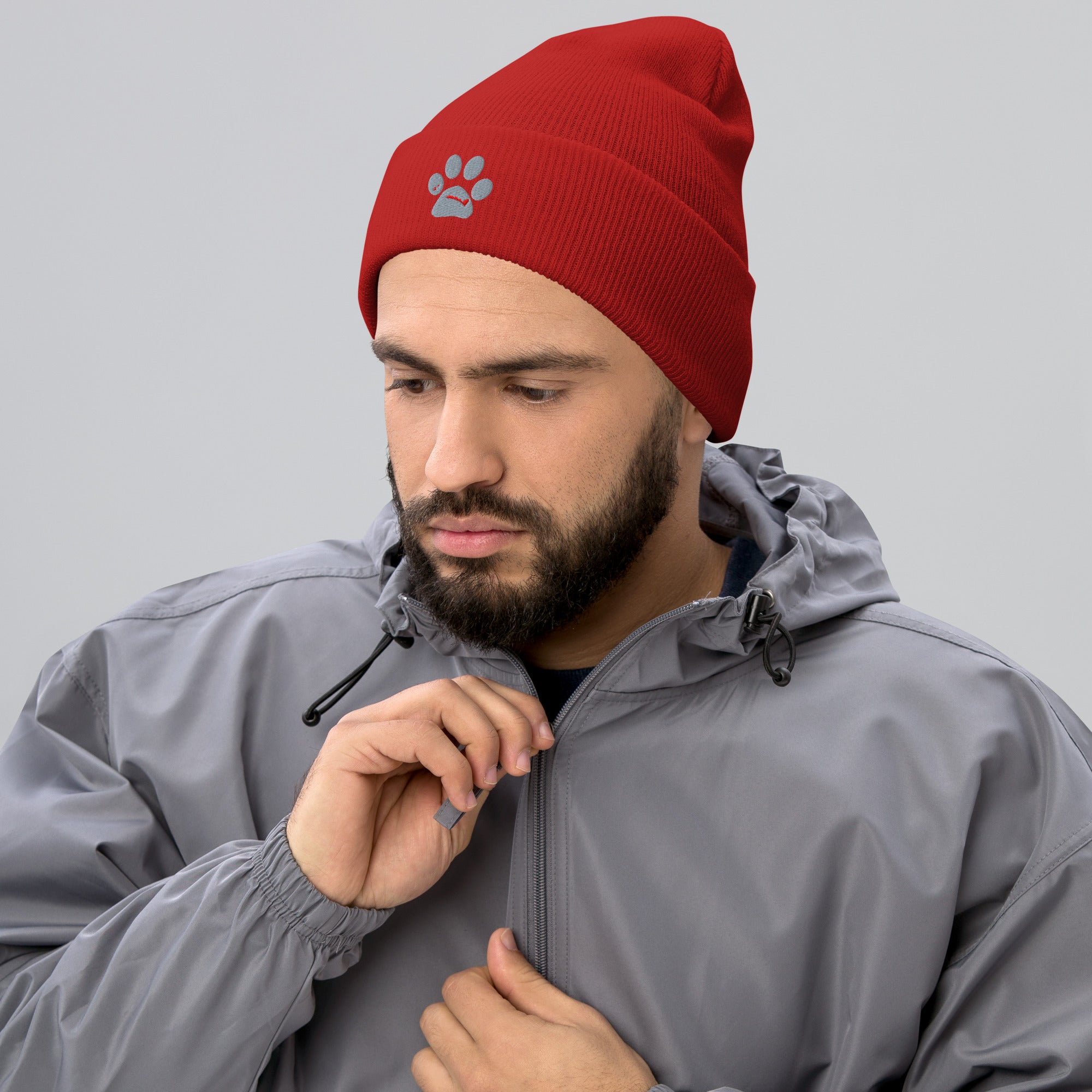 BooBooFace in Red or White Cuffed Beanie - MacAi & Co