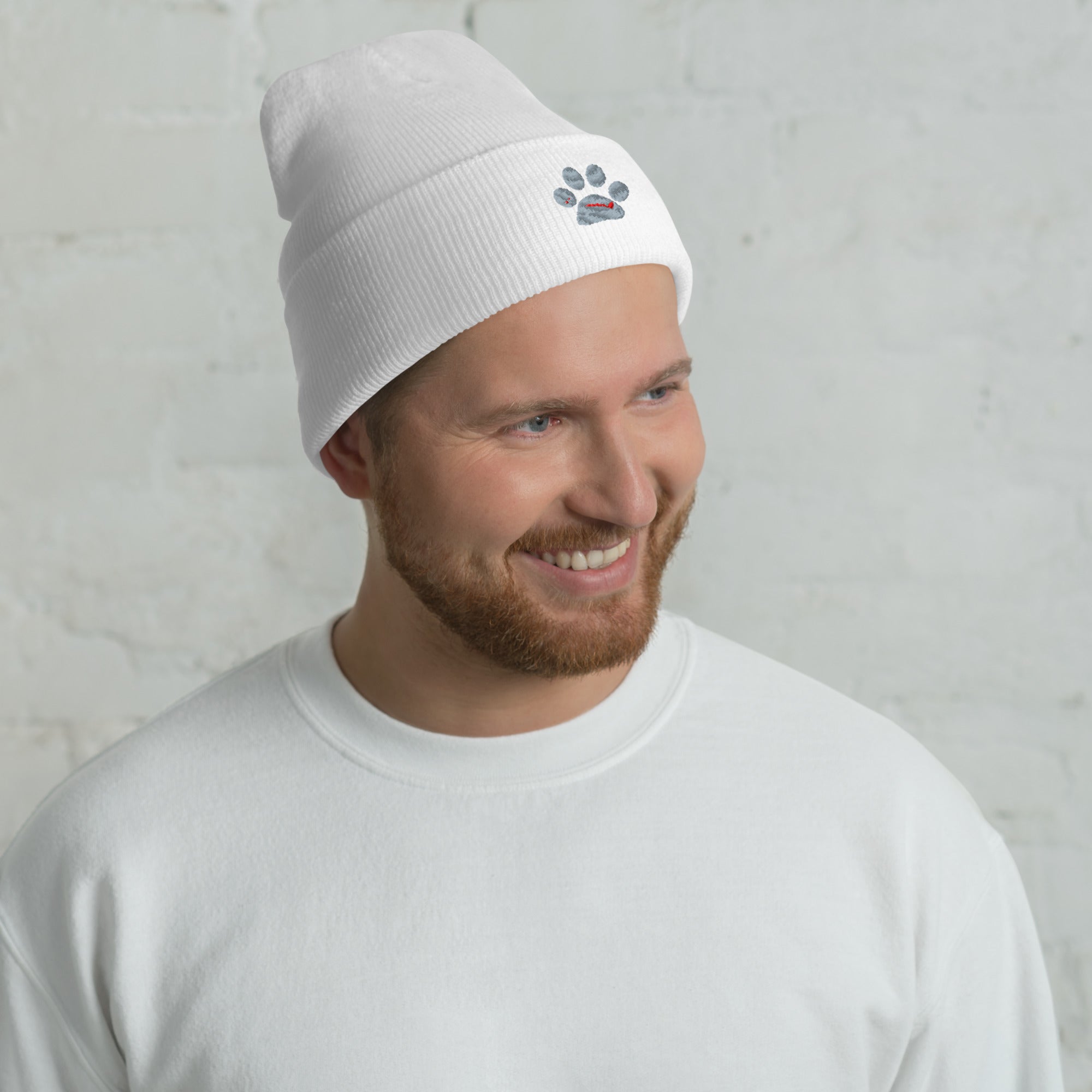 BooBooFace in Red or White Cuffed Beanie - MacAi & Co