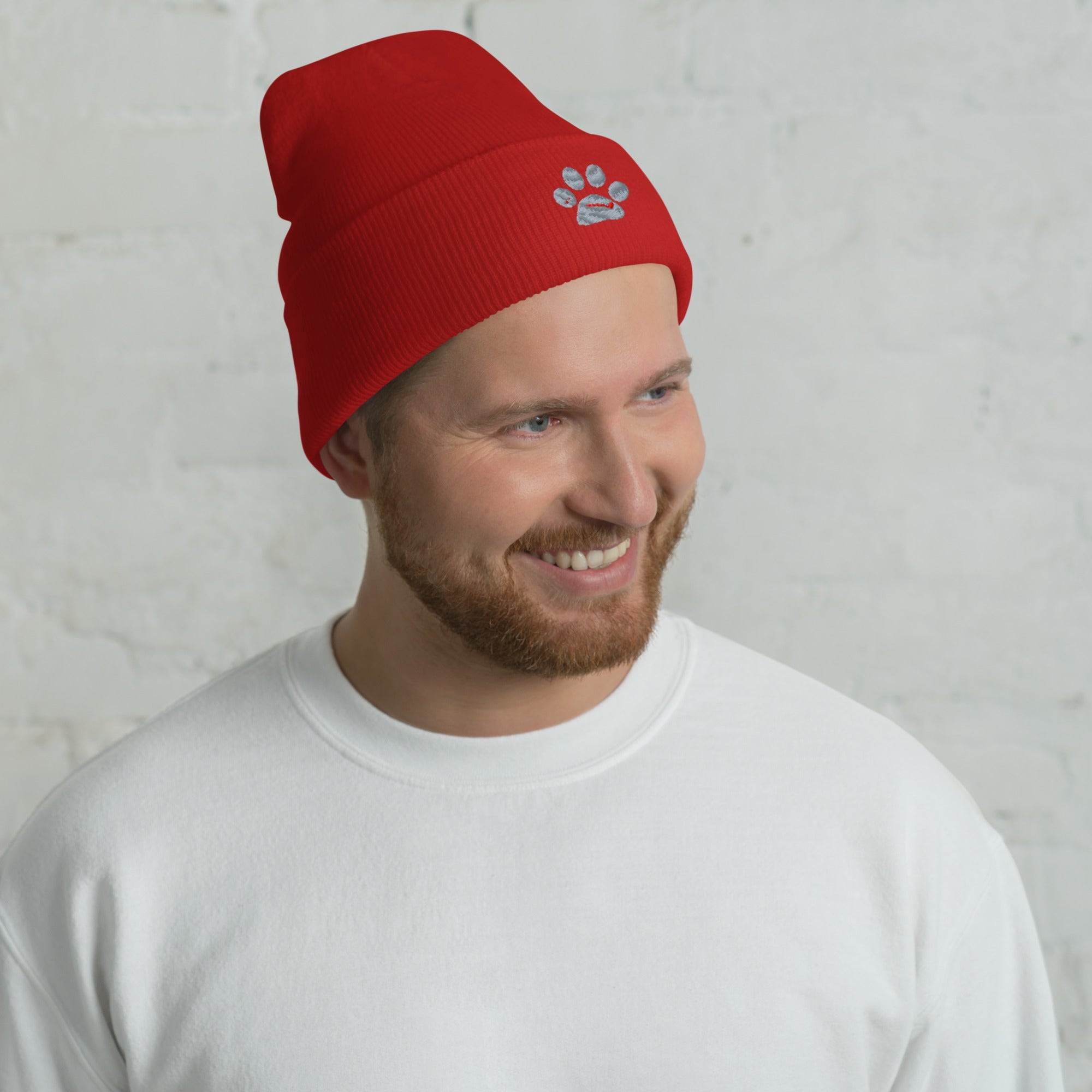 BooBooFace in Red or White Cuffed Beanie - MacAi & Co