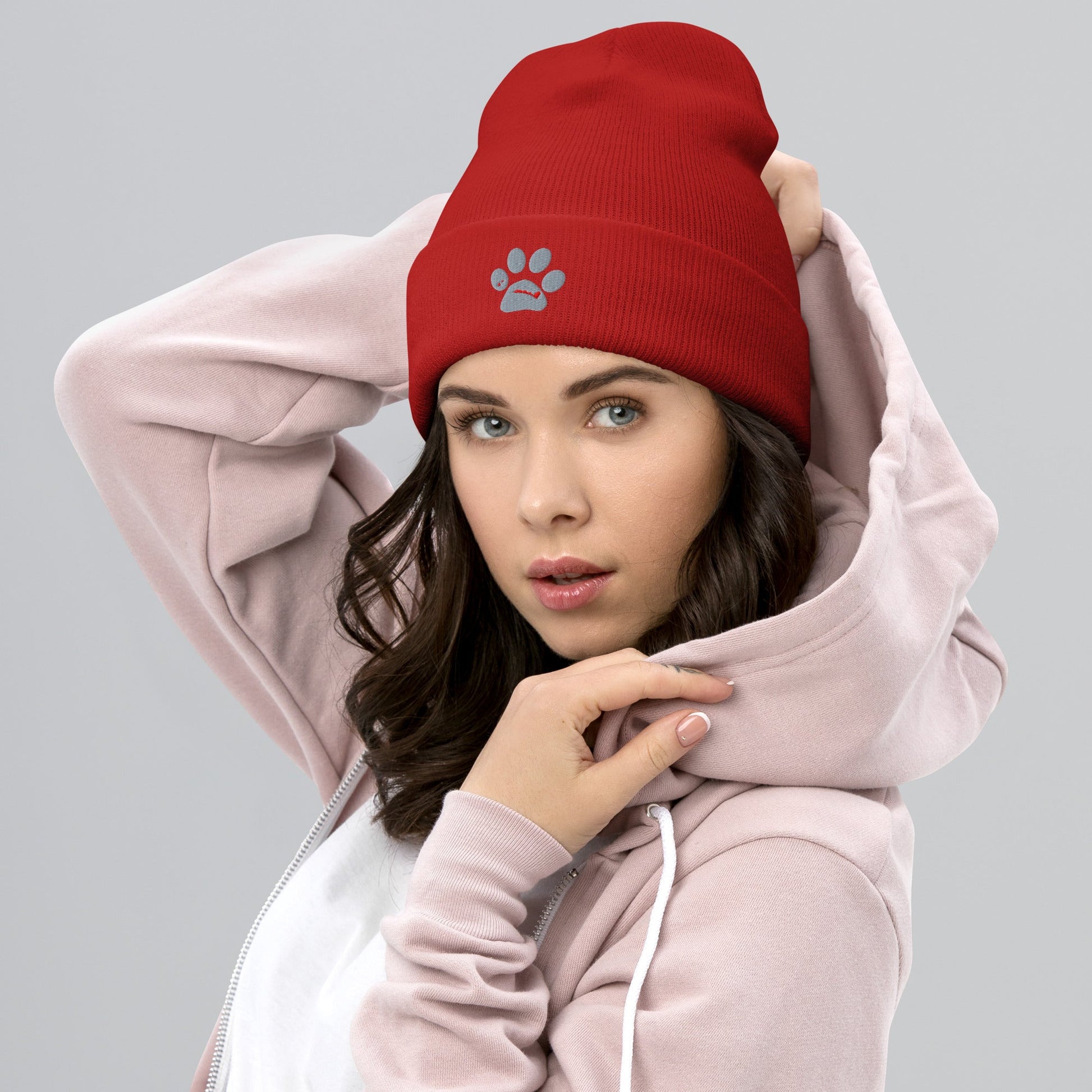 BooBooFace in Red or White Cuffed Beanie - MacAi & Co