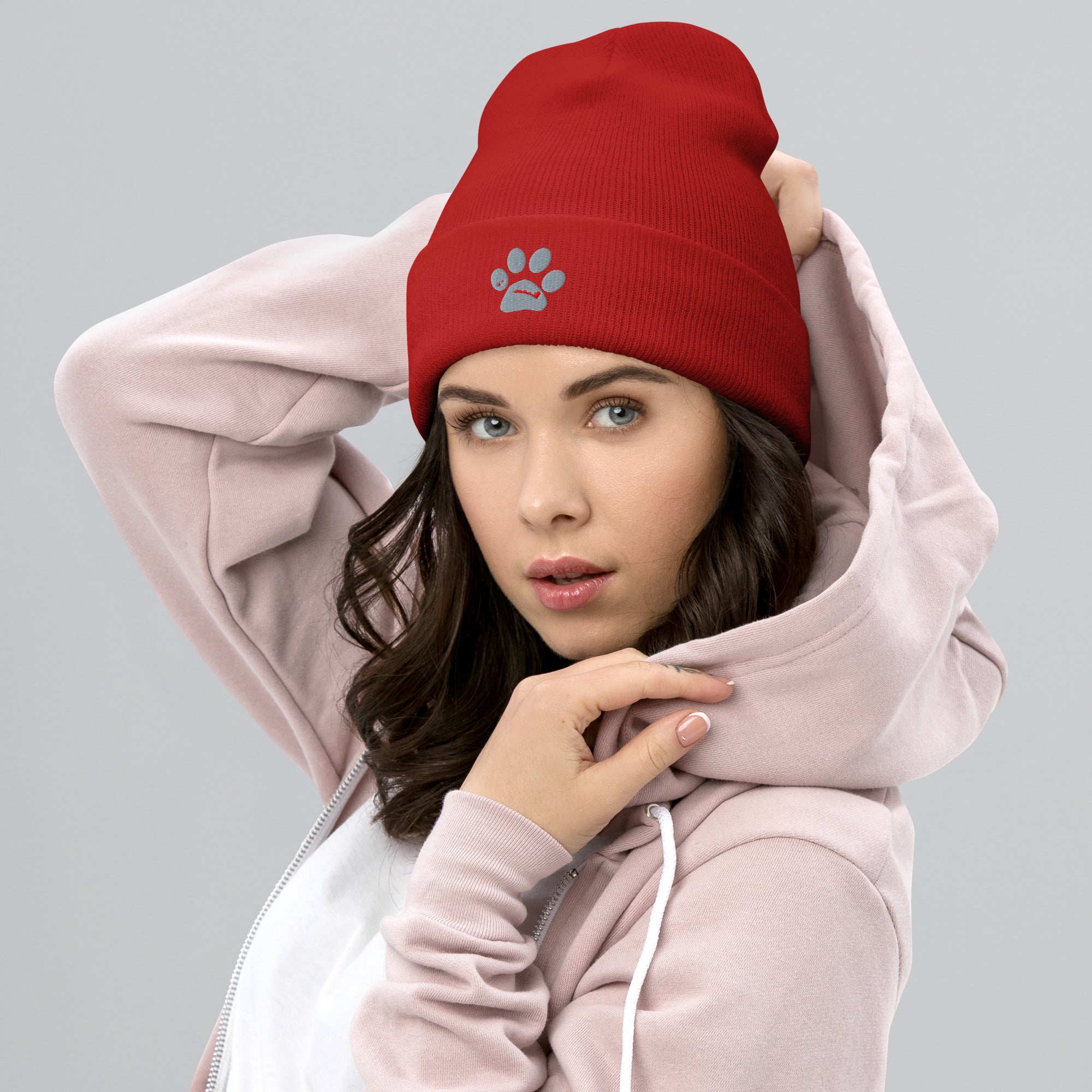 BooBooFace in Red or White Cuffed Beanie - MacAi & Co