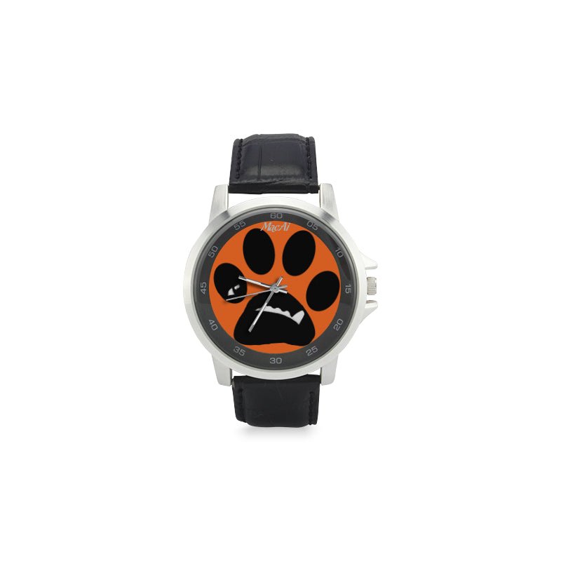 BooBooFace Orange face Unisex Stainless Steel Leather Strap Watch - MacAi & Co