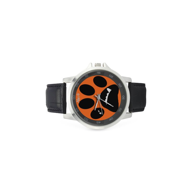 BooBooFace Orange face Unisex Stainless Steel Leather Strap Watch - MacAi & Co