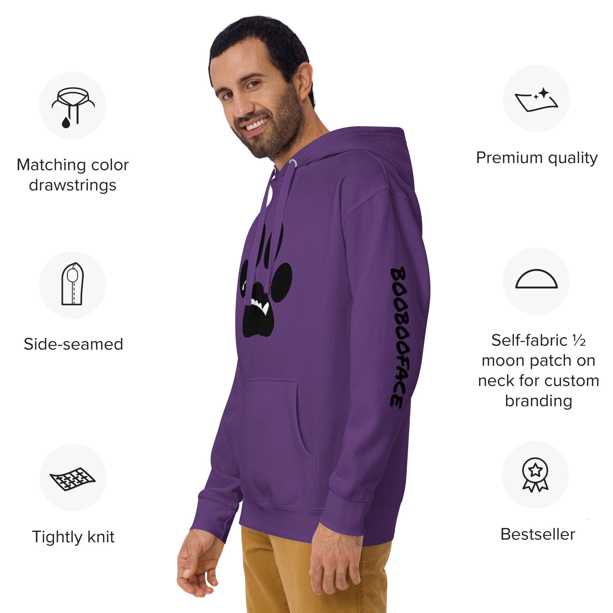 BooBooFace Purple Unisex Hoodie - MacAi & Co