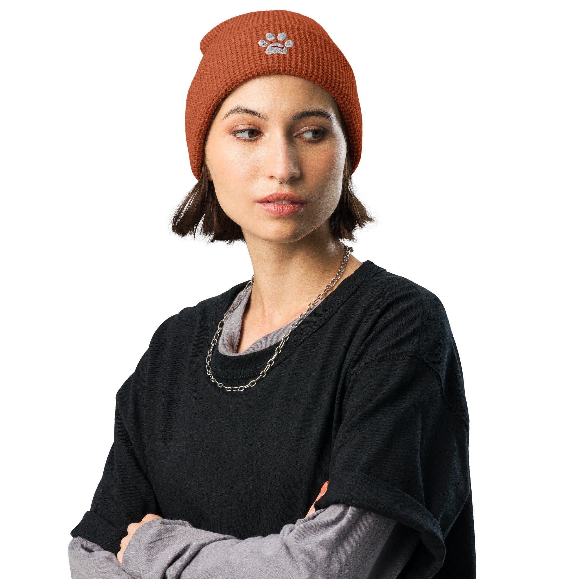 BooBooFace Rust Waffle beanie - MacAi & Co