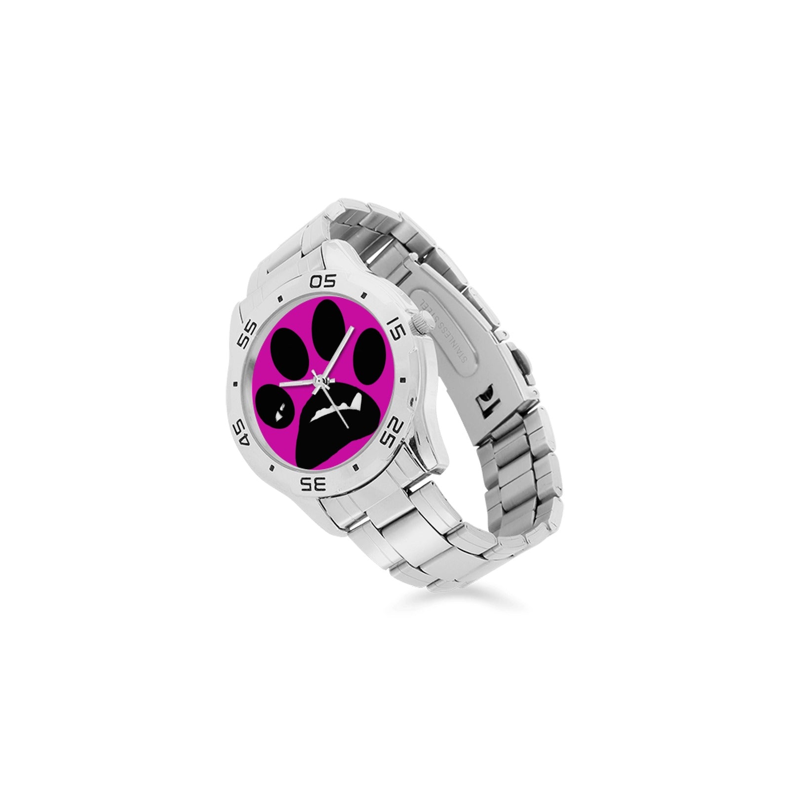 MacAi ‘BooBooFace’ Paw Unisex Stainless Steel  Strap Watch on Purple Travel Gifts