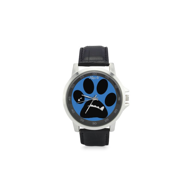 MacAi BooBooFace PAW in Blue Unisex Stainless Steel Leather Strap Watch - MacAi & Co