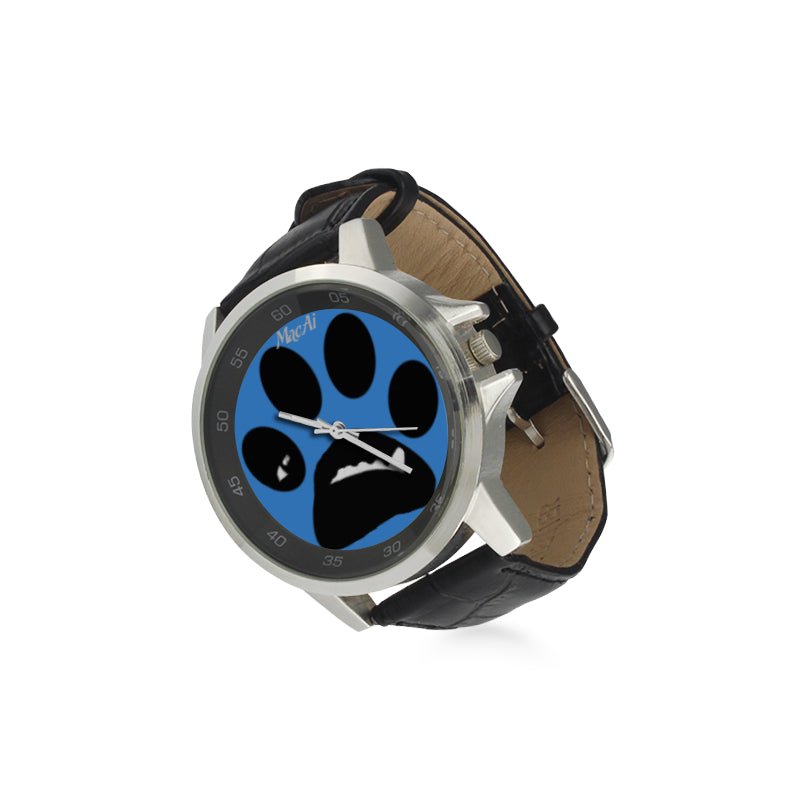 MacAi BooBooFace PAW in Blue Unisex Stainless Steel Leather Strap Watch - MacAi & Co