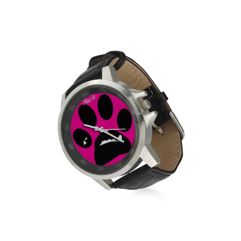 MacAi BooBooFace PAW in Pink Unisex Stainless Steel Leather Strap Watch - MacAi & Co