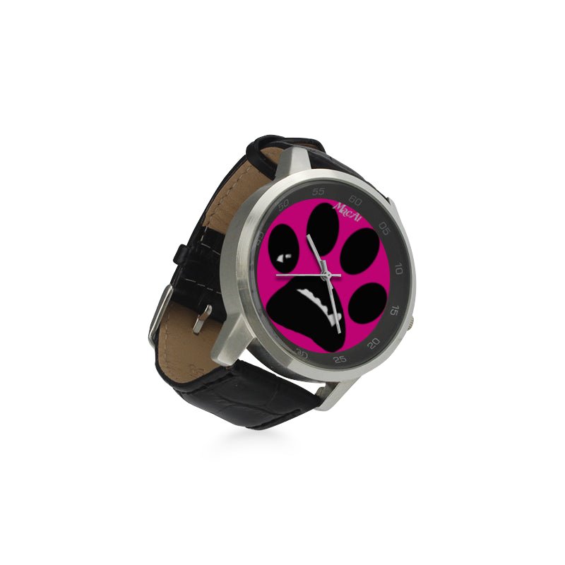 MacAi BooBooFace PAW in Pink Unisex Stainless Steel Leather Strap Watch - MacAi & Co