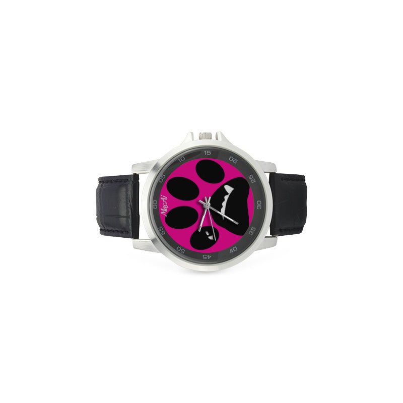 MacAi BooBooFace PAW in Pink Unisex Stainless Steel Leather Strap Watch - MacAi & Co