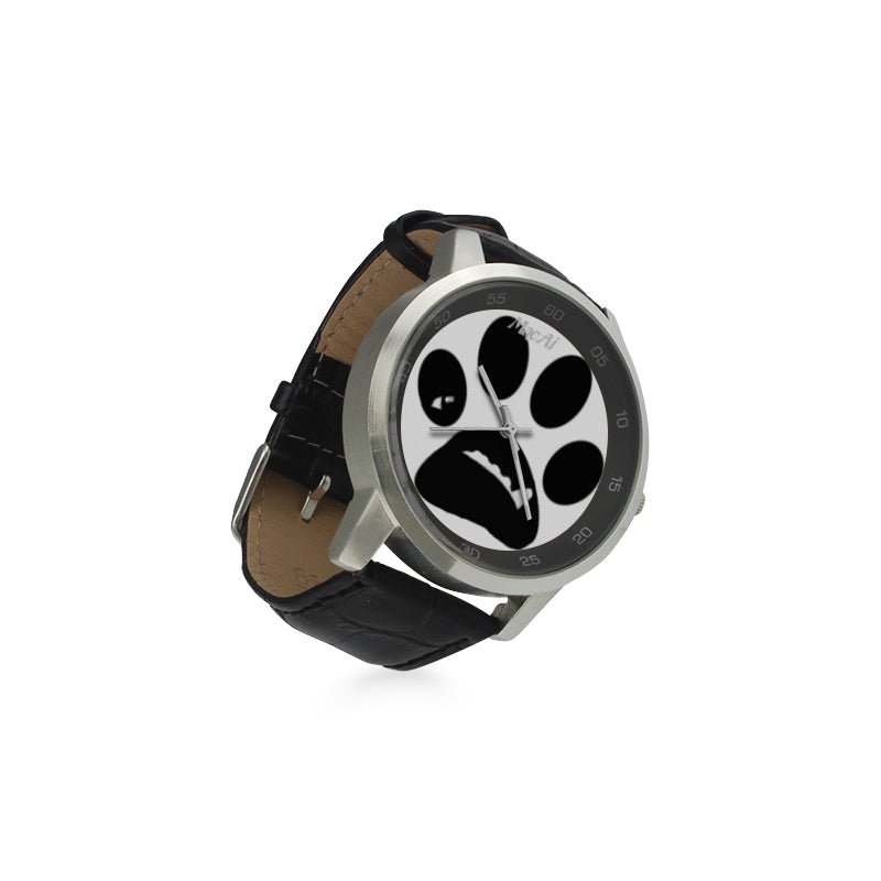 MacAi ‘BooBooFace’ PAW Unisex Stainless Steel Leather Strap Watch on White Backround - MacAi & Co