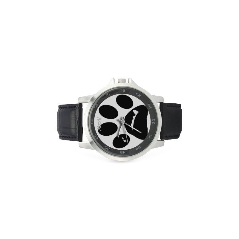 MacAi ‘BooBooFace’ PAW Unisex Stainless Steel Leather Strap Watch on White Backround - MacAi & Co