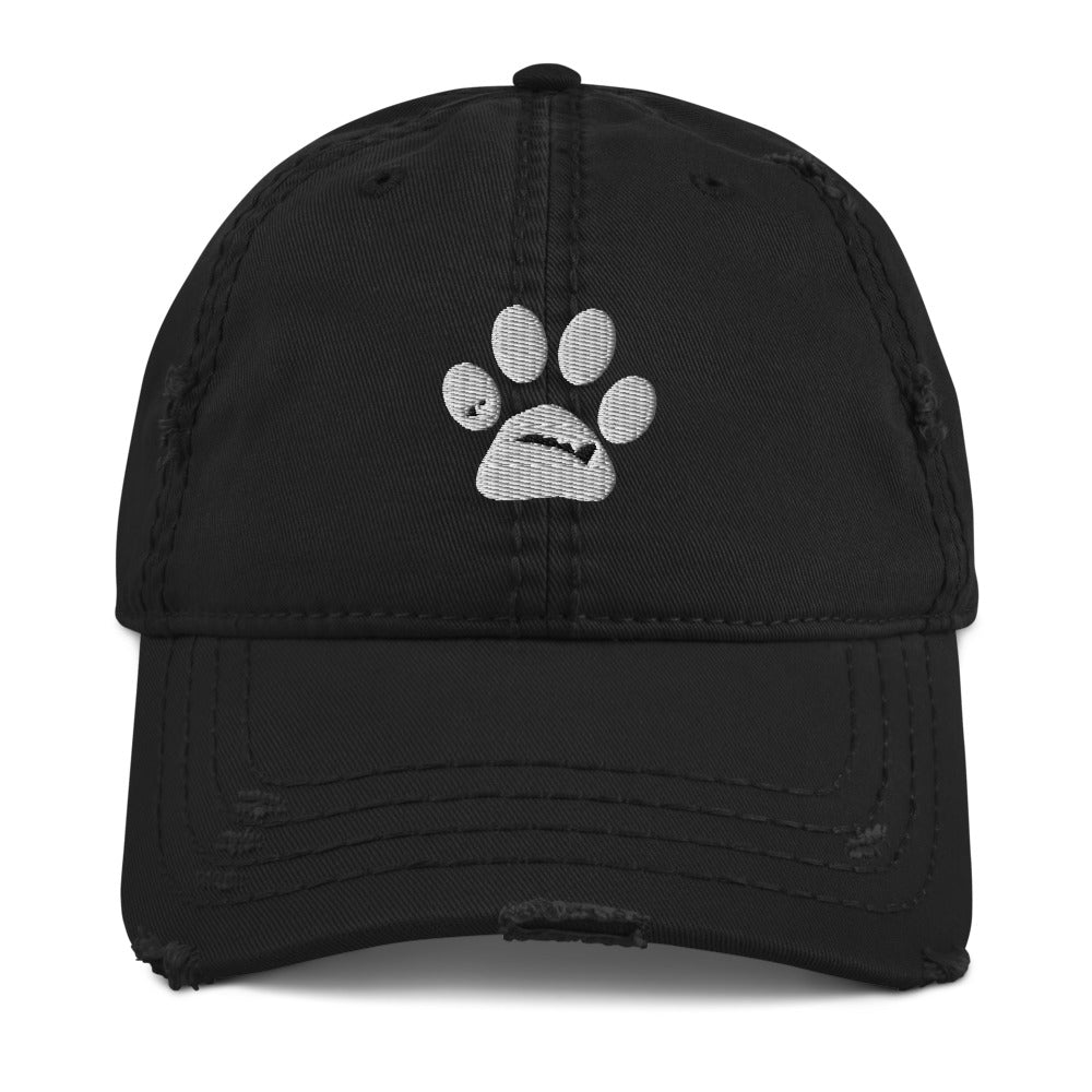 MacAi Distressed Baseball Cap With White Paw 'BooBooFace" collection Unisex Travel Dog Lover - MacAi & Co