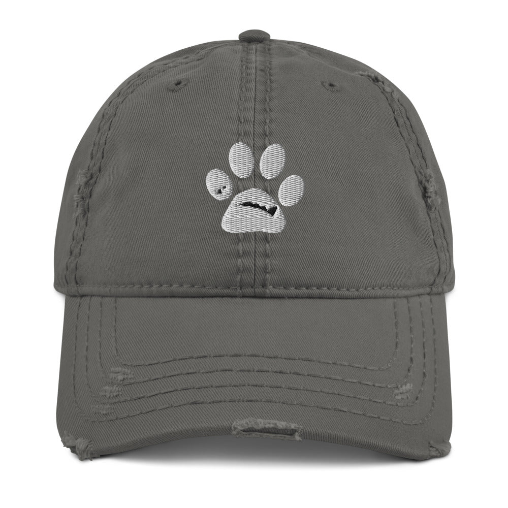 MacAi Distressed Baseball Cap With White Paw 'BooBooFace" collection Unisex Travel Dog Lover - MacAi & Co