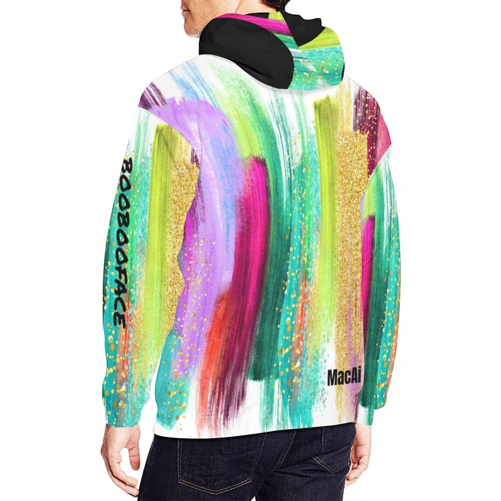 Multi Color Abstract BooBooFace Hoodie All Over Print Hoodie (USA Size) - MacAi & Co