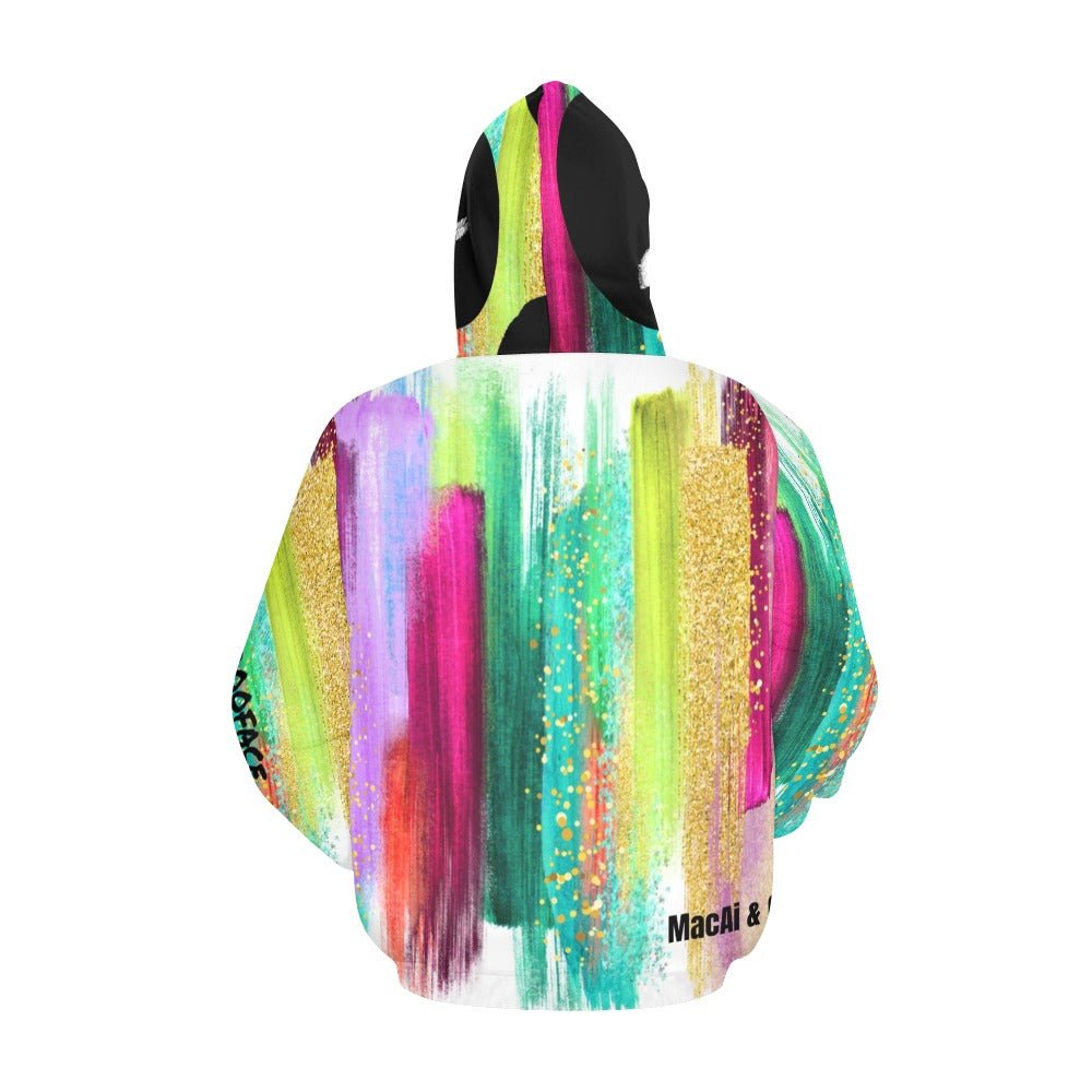Multi Color Abstract BooBooFace Hoodie All Over Print Hoodie (USA Size) - MacAi & Co