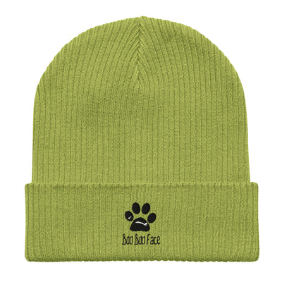 BooBooFace Organic ribbed beanie for all ages, Unisex, in 3 fab colors!