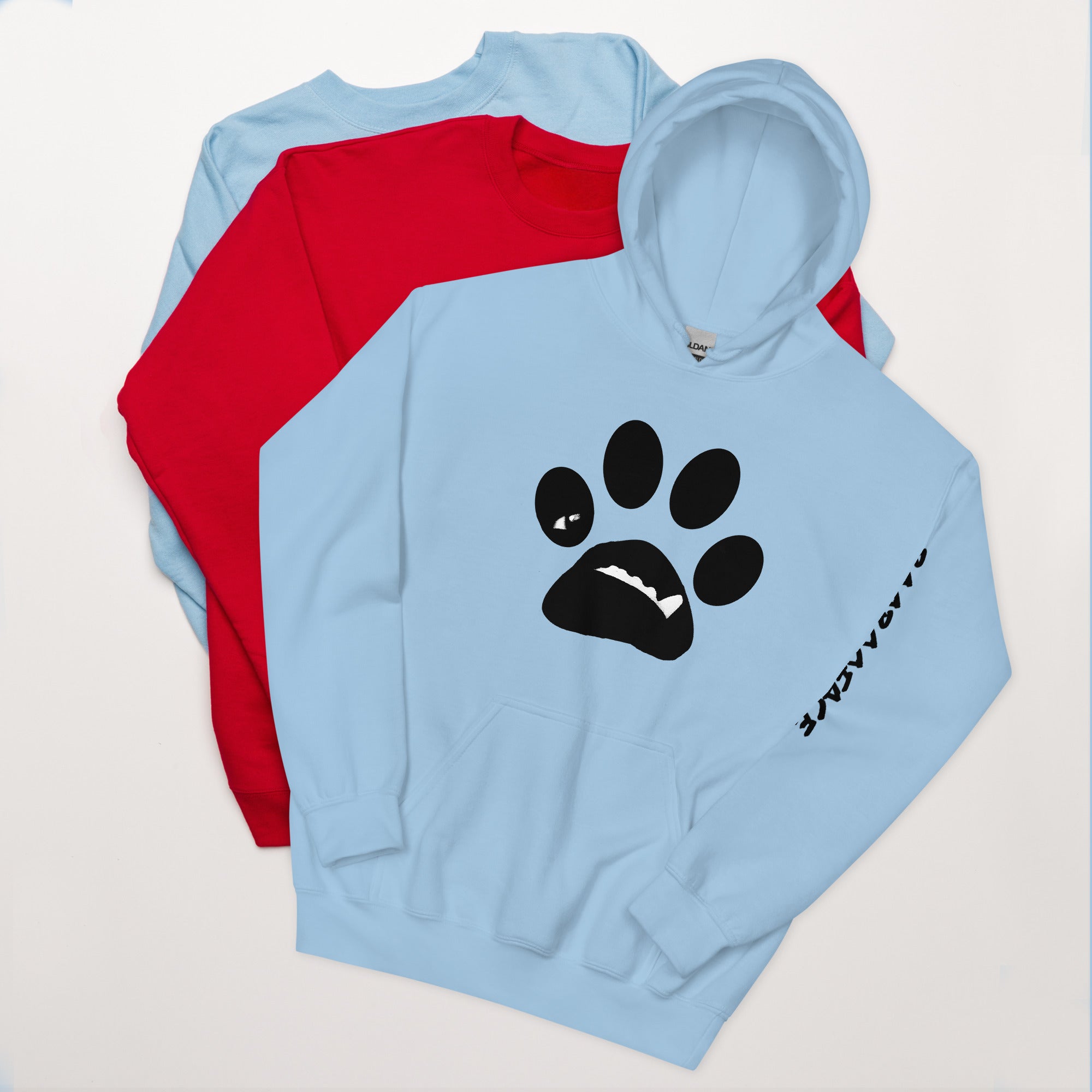 BooBooFace by MacAi & Co Dog Lovers Unisex Hoodie  Blue, Grey. Ash, Sand and Light Blue