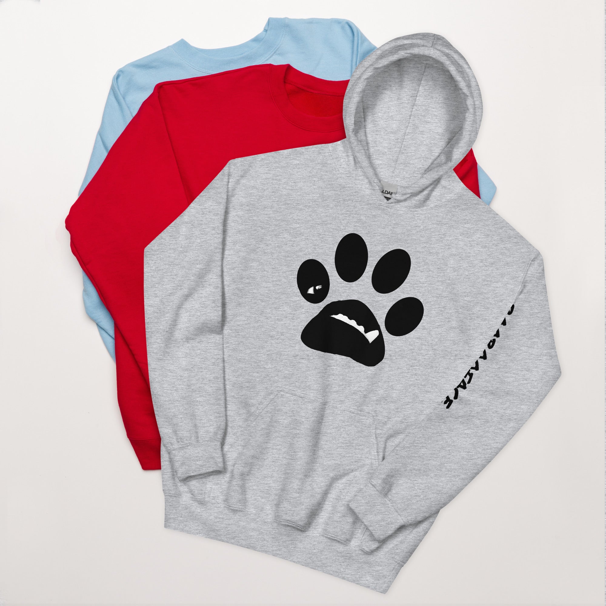 BooBooFace by MacAi & Co Dog Lovers Unisex Hoodie  Blue, Grey. Ash, Sand and Light Blue