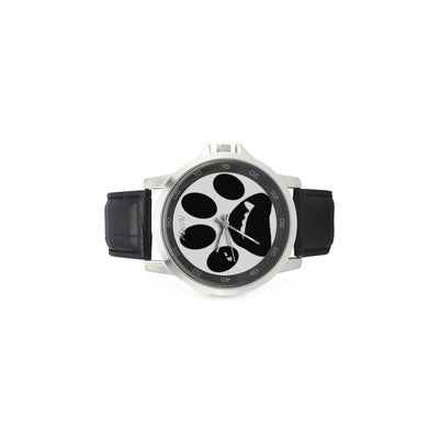 MacAi ‘BooBooFace’  PAW  Unisex Stainless Steel Leather Strap Watch on White Backround