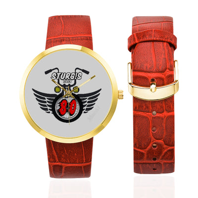 MacAi 'Ride the 80' Stainless Steel Gold Plated Watch in White background Women Bikers Gifts