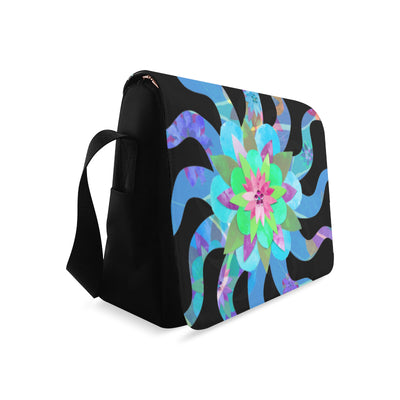 Blue Sun Flower Messenger Bag from MacAi & Co for Everyone Travel and Daily Use
