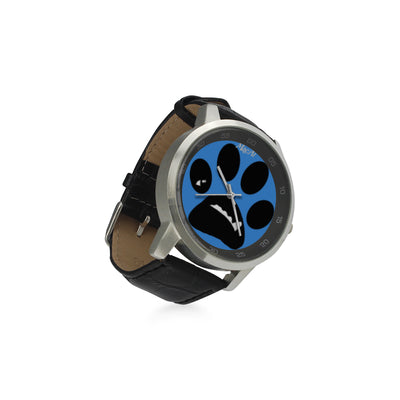 MacAi BooBooFace  PAW in Blue Unisex Stainless Steel Leather Strap Watch