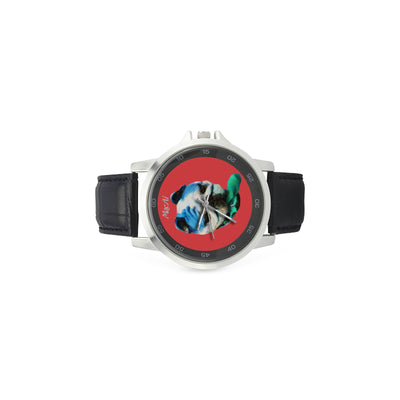 MacAi 'BooBooFace' Red Watch with Leather Band Men Women Young Adults Gifts Travel