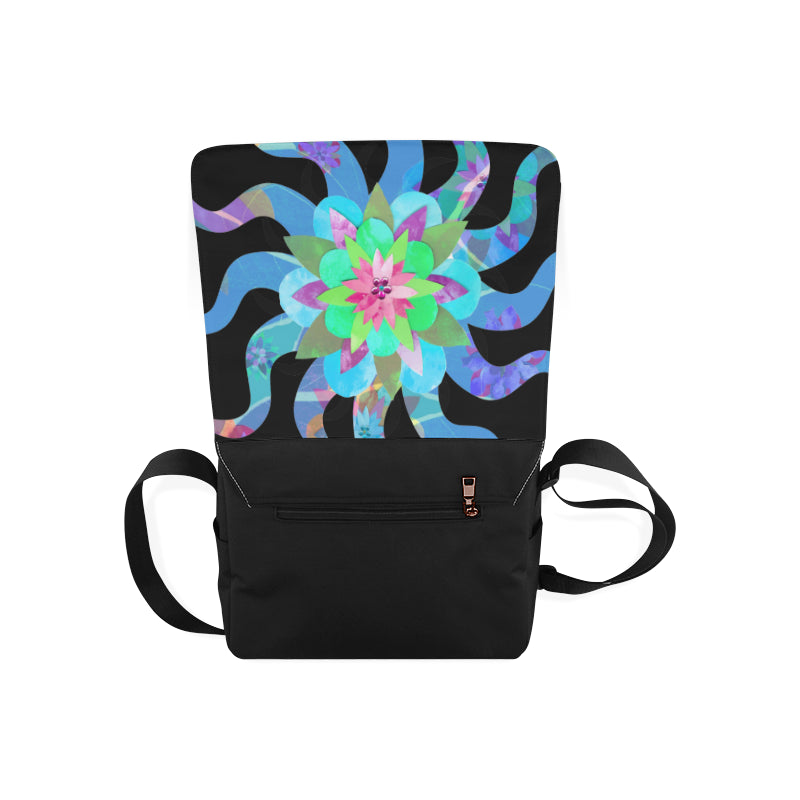 Blue Sun Flower Messenger Bag from MacAi & Co for Everyone Travel and Daily Use