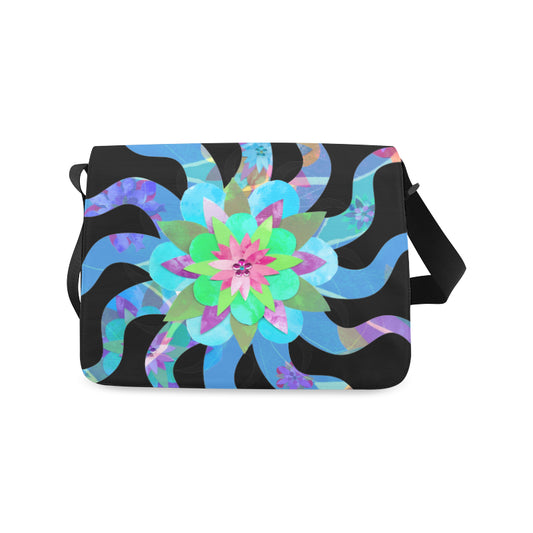 Blue Sun Flower Messenger Bag from MacAi & Co for Everyone Travel and Daily Use