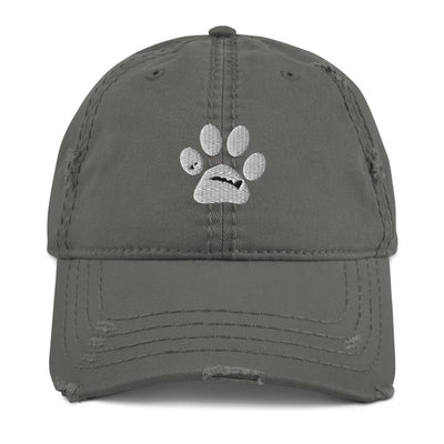 MacAi Distressed Baseball Cap With White Paw 'BooBooFace" collection Unisex Travel Dog Lover